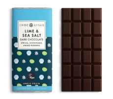 a bar of lime, dark chocolate