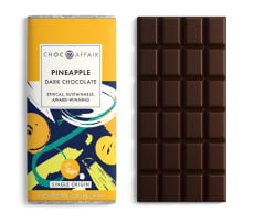 a bar of pineapple, dark chocolate